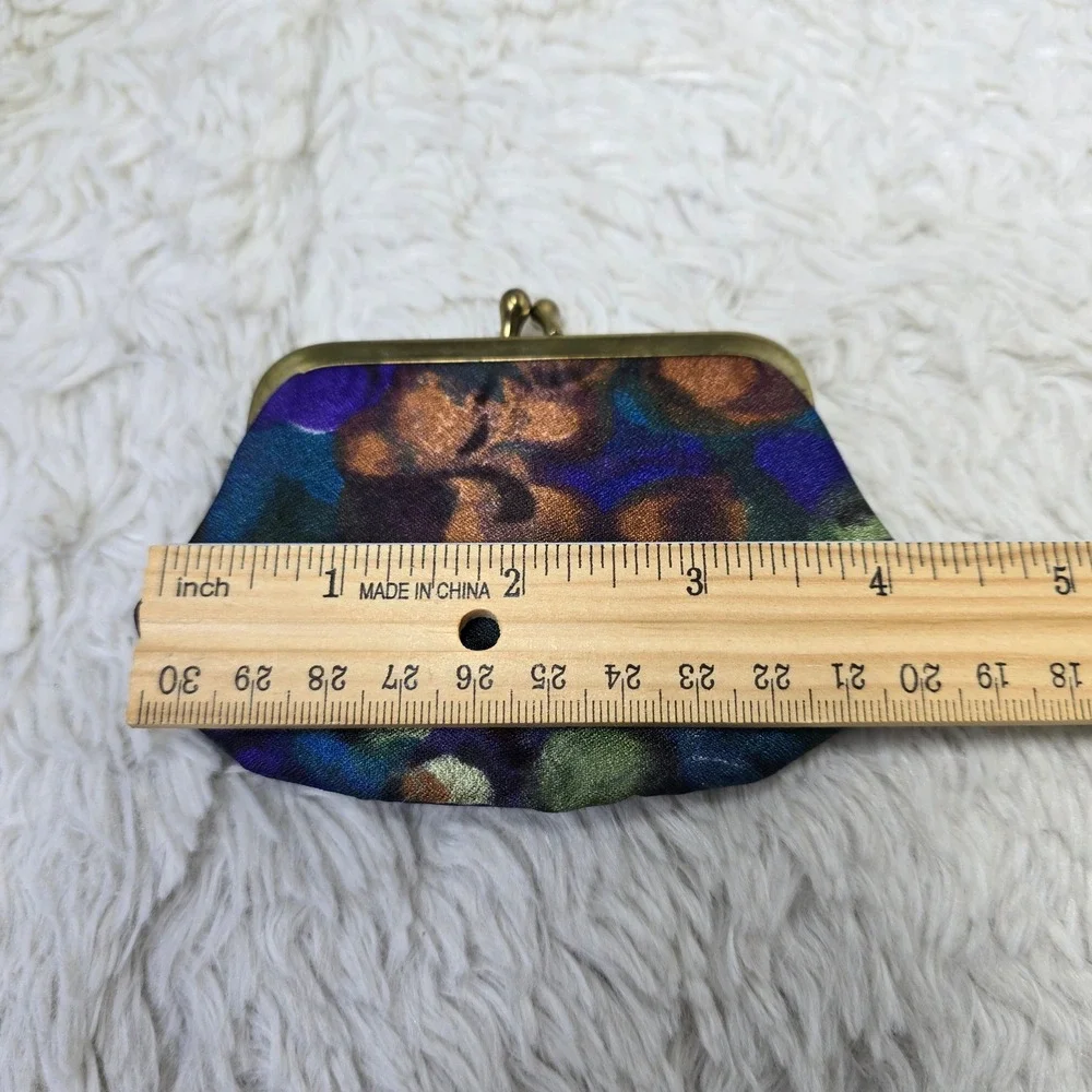 Vintage Celebrity NY Floral Pouch Set Clutch Multicolor‎ Kiss Lock Cosmetic Coin